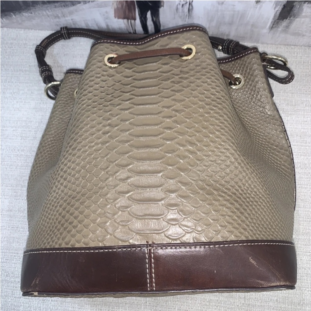 Dooney & Bourke Caldwell Python Drawstring Bag-Ta… - image 3